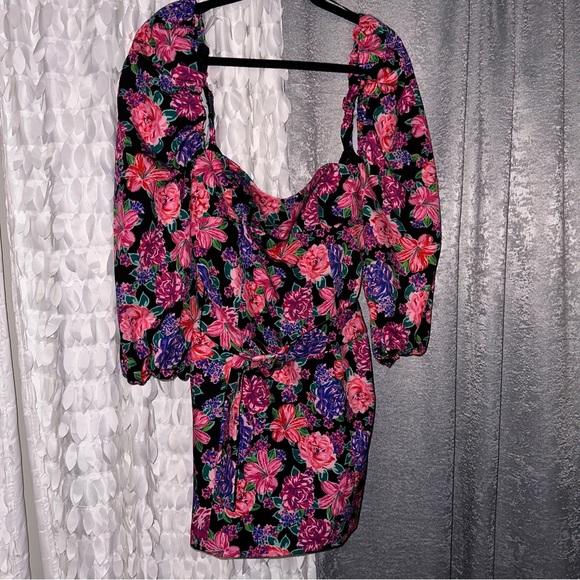 NWT ZARA FLORAL PRINT DRESS WITH BELT MED - Picture 2 of 8